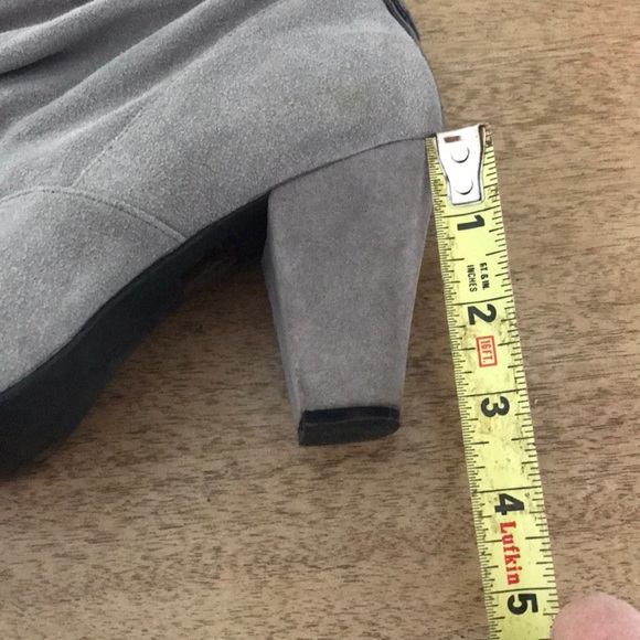 BCBG gray suede stacked heel booties-size 8B/38 - Picture 5 of 7